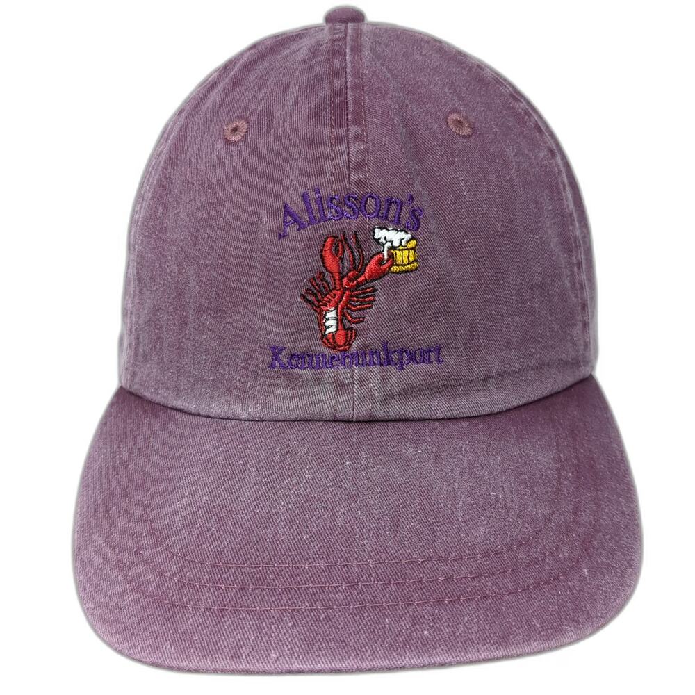 Adams Baseball Cap Purple One Size Leather Strap Lobster Beer Kennebunkport Hat